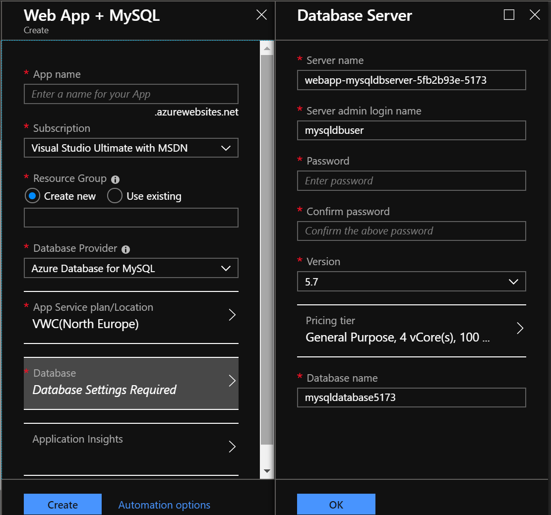 Create a WebApp + MySql